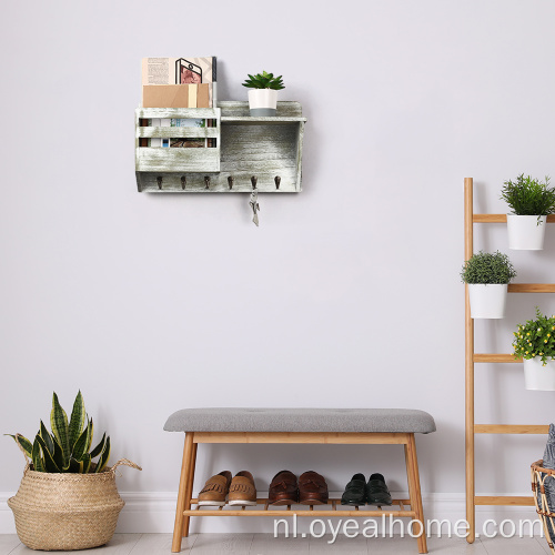 Mail Organizer Wall Mount met sleutelhaken